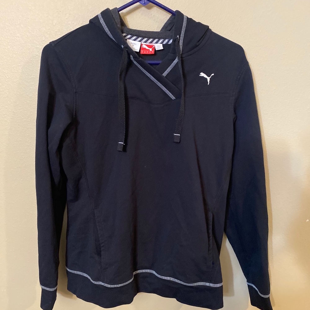 puma women long sleeve hooded hedging sweatshirt